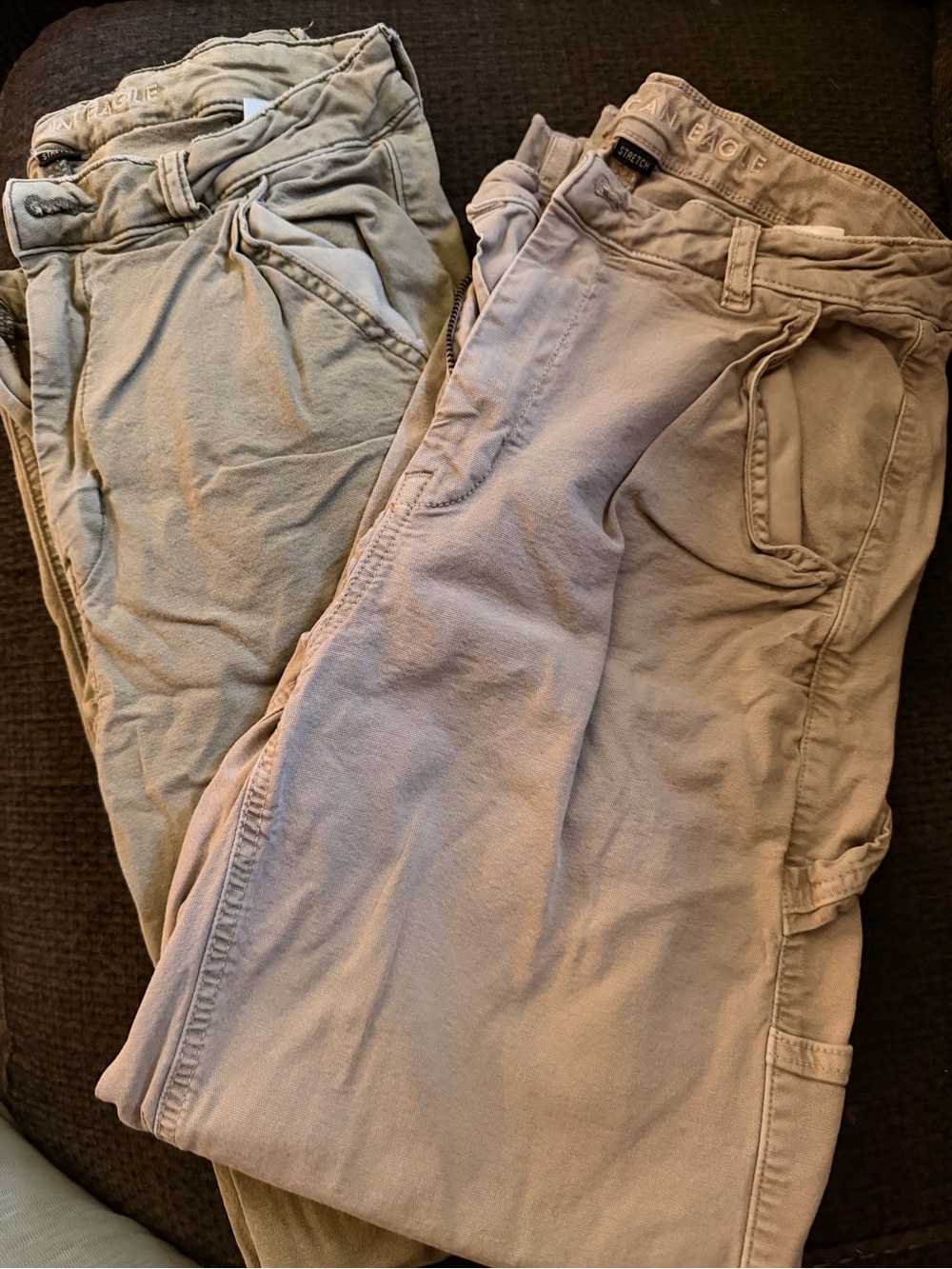 American Eagle Outfitters Track Joggers in Light Gray and Olive
